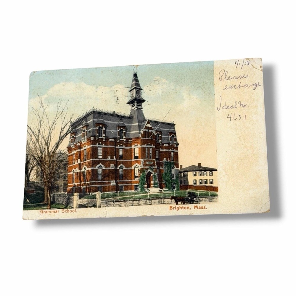 Postcard Grammar School Brighton Massachusetts c1908 Undivided Back Card G264
